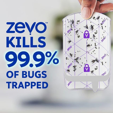 Zevo Flying Insect Trap + Refills Bundle - Flying Insect Trap & Cartridge (1 Device + 1 Cartridge) and Official Refill Cartridges (6 Count), Plug-in Bug Catchers for Gnats, House & Fruit Flies