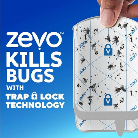 Zevo Flying Insect Trap Refill - for The Zevo MAX & Standard Indoor Fly Trap - Catch Gnats, House & Fruit Flies - Easy to Use (4 Refill Cartridges)