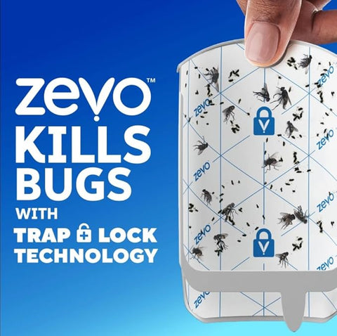 Zevo Indoor Fly Trap Refills Cartridges | Attracts & Traps Flying Insects with Light - 8 Refill Cartridges