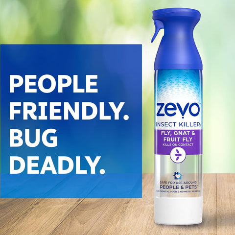 Zevo Flying Insect Killer Spray - Bug Spray for Home Use - Versatile Gnat, Mosquito, Fruit Fly Killer & More - with Rosemary & Cornmint Oil - for Indoor & Outdoor Use (2 Bottles)