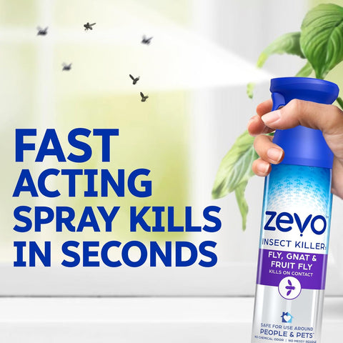 Zevo Flying Insect Killer Spray - Bug Spray for Home Use - Versatile Gnat, Mosquito, Fruit Fly Killer & More - with Rosemary & Cornmint Oil - for Indoor & Outdoor Use (2 Bottles)
