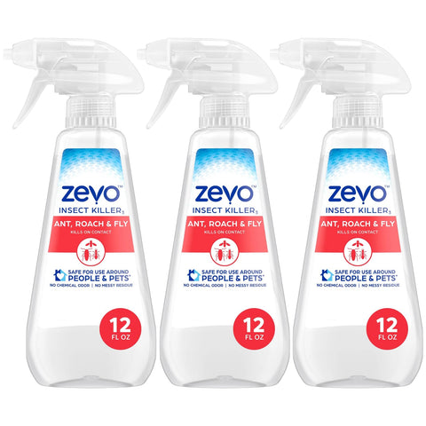 Zevo Multi Insect Killer Spray - Bug Spray for Home Use - Versatile Ant, Fly, Spider, Roach Killer & More - with Rosemary & Cornmint Oil - for Indoor & Outdoor Use (3 Bottles)