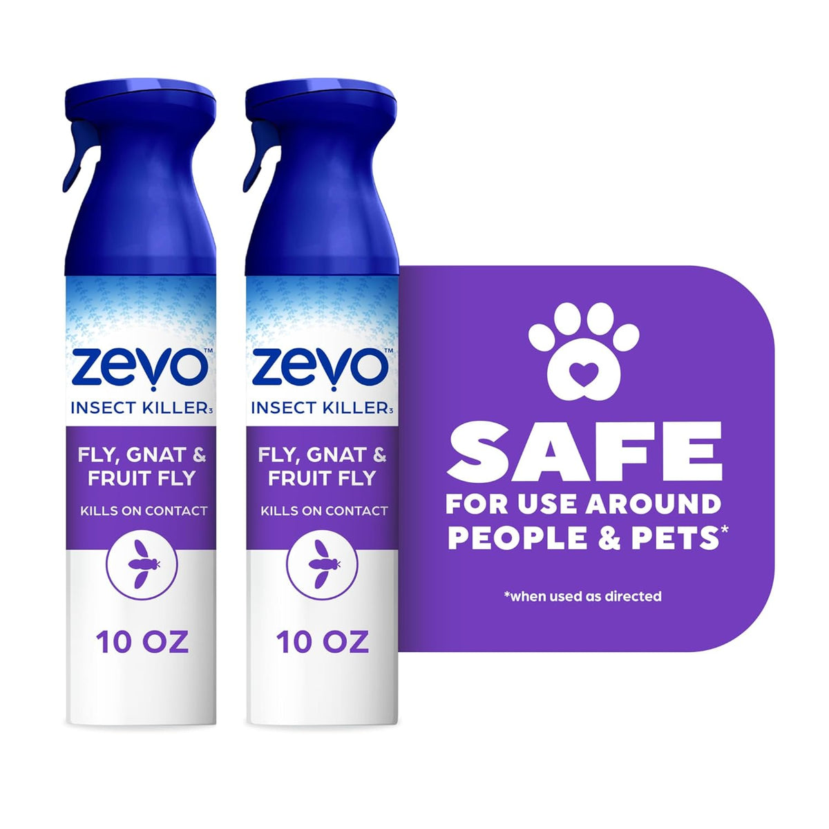 Zevo Flying Insect Killer Spray - Bug Spray for Home Use - Versatile Gnat, Mosquito, Fruit Fly Killer & More - with Rosemary & Cornmint Oil - for Indoor & Outdoor Use (2 Bottles)
