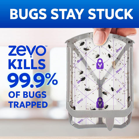 Zevo Flying Insect Trap Official Refill Cartridges - Fits Both Zevo Trap & MAX Indoor Fly Trap - Authentic Trap+Lock Technology to Catch Gnats, House & Fruit Flies (8 Official Refill Cartridges)