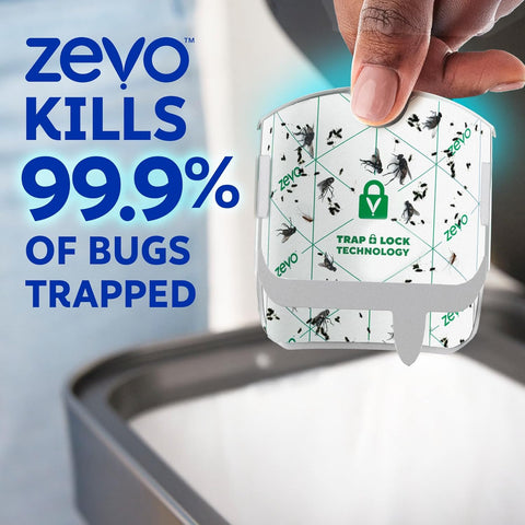 Zevo Compact Flying Insect Trap Kit with Refill Cartridges - Plug-in Indoor Bug Catcher for Gnats, House & Fruit Flies - Blue + UV Light Technology, No Odor, No Mess (1 Plug-in Device + 3 Cartridges)